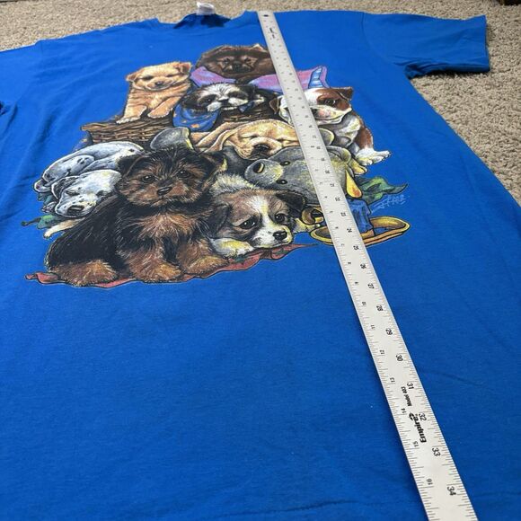 Vintage Heartland Apparel Puppy Dogs Graphic T-Shirt Adult One Size Blue Cottage - Picture 6 of 8